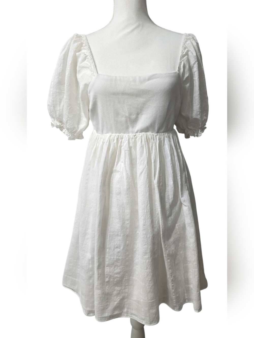 English Factory White Puff Sleeve Square Neck Dress